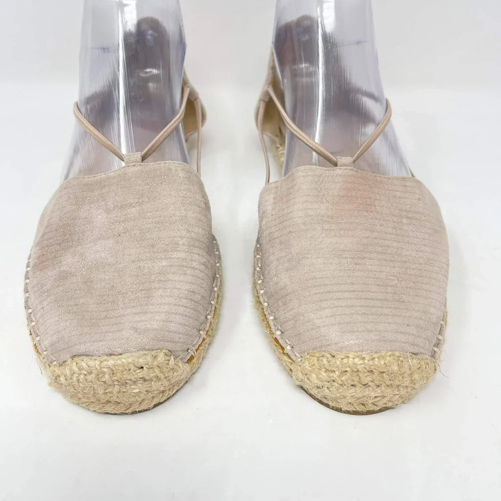 Eileen Fisher Lee D'Orsay Espadrille Flats Womens 10 Taupe Metallic Suede